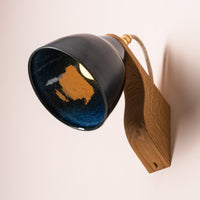 Blue Element Wall Light in Ceramic and Oak