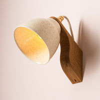 Speckled Cream Gloss Element Wall Light in Ceramic and Oak