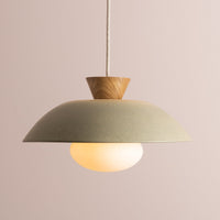 Green Dawn Pendant Light in Ceramic and Oak