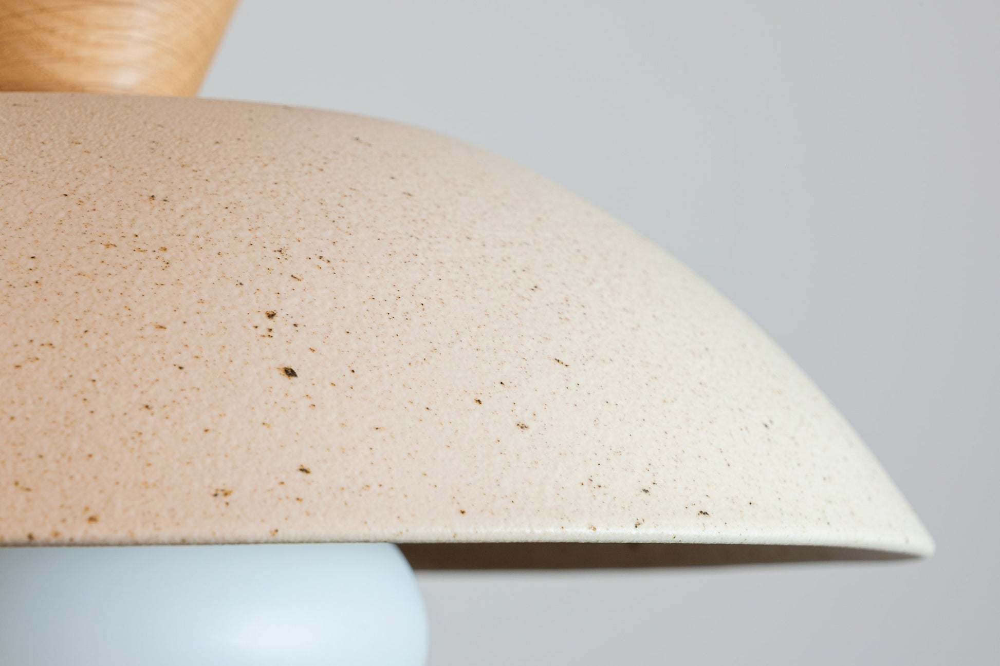 Speckled Cream Matt Dawn Pendant Light in Ceramic and Oak by StudioHaran