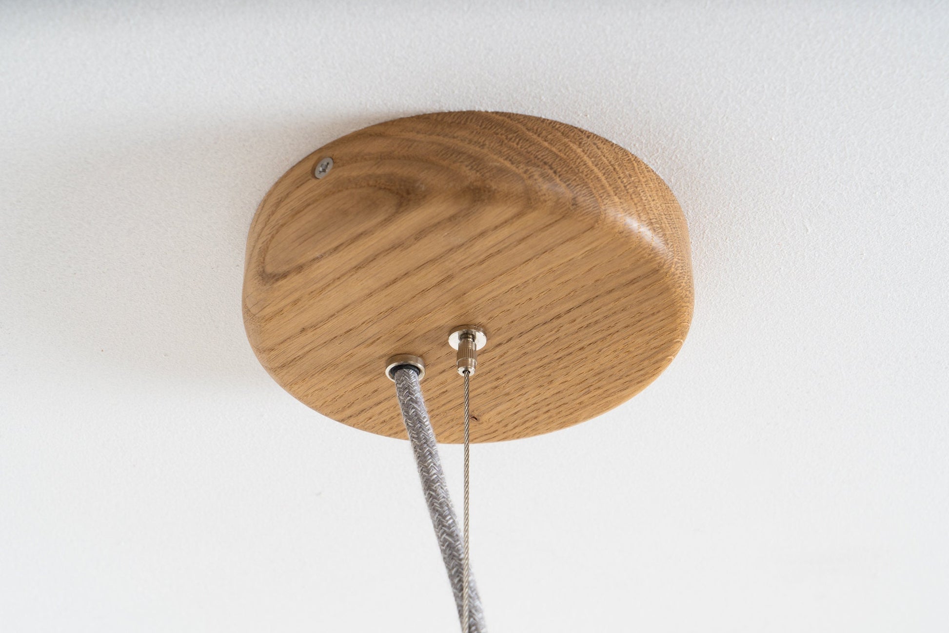 Speckled Cream Matt XL Dawn Pendant Light in Ceramic and Oak by StudioHaran