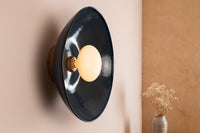 Blue XL Dawn Wall Light Sconce in Ceramic and Oak