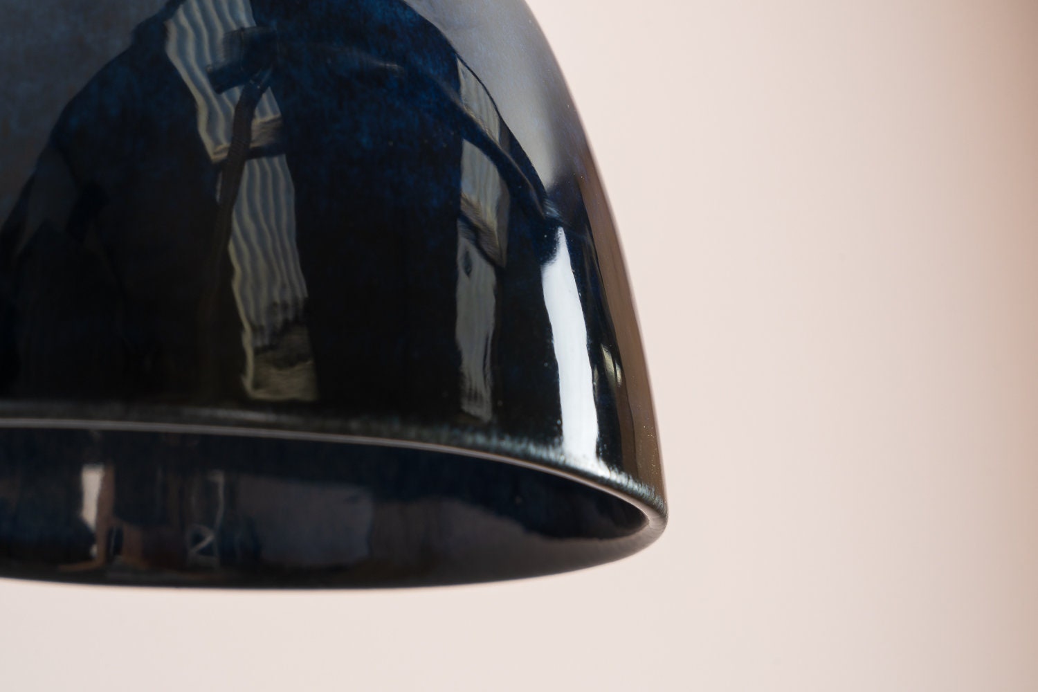 Small Blue Element Pendant Light in Ceramic and Oak by StudioHaran