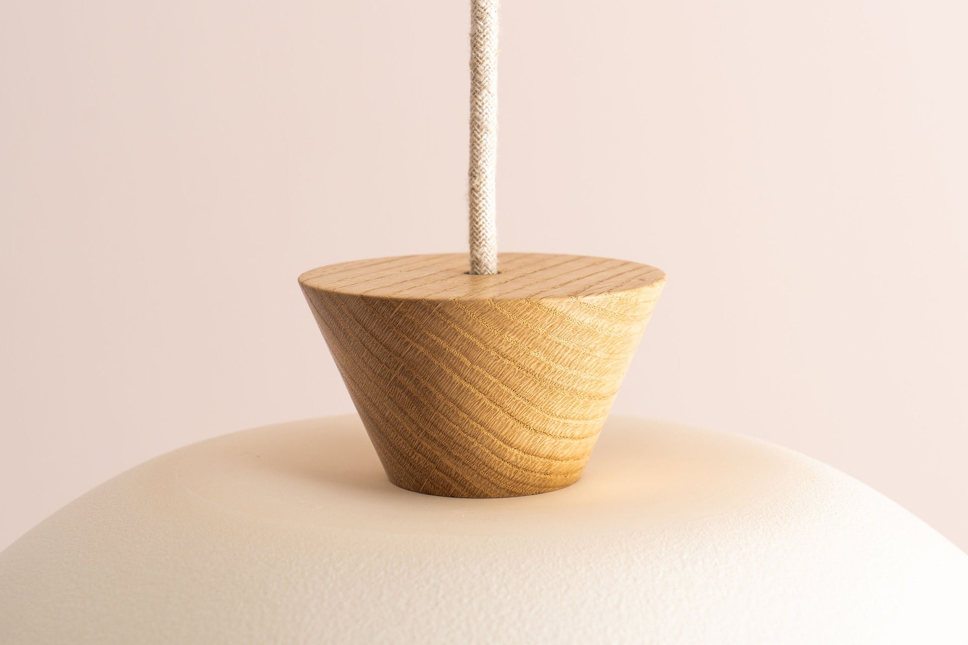 White Dawn Pendant Light in Ceramic and Oak by StudioHaran