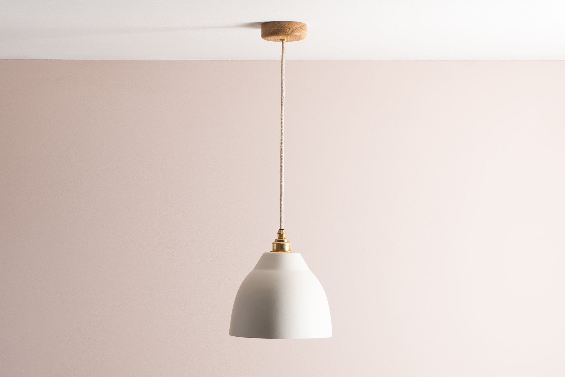 White Element Pendant Light in Ceramic and Brass/Nickel by StudioHaran