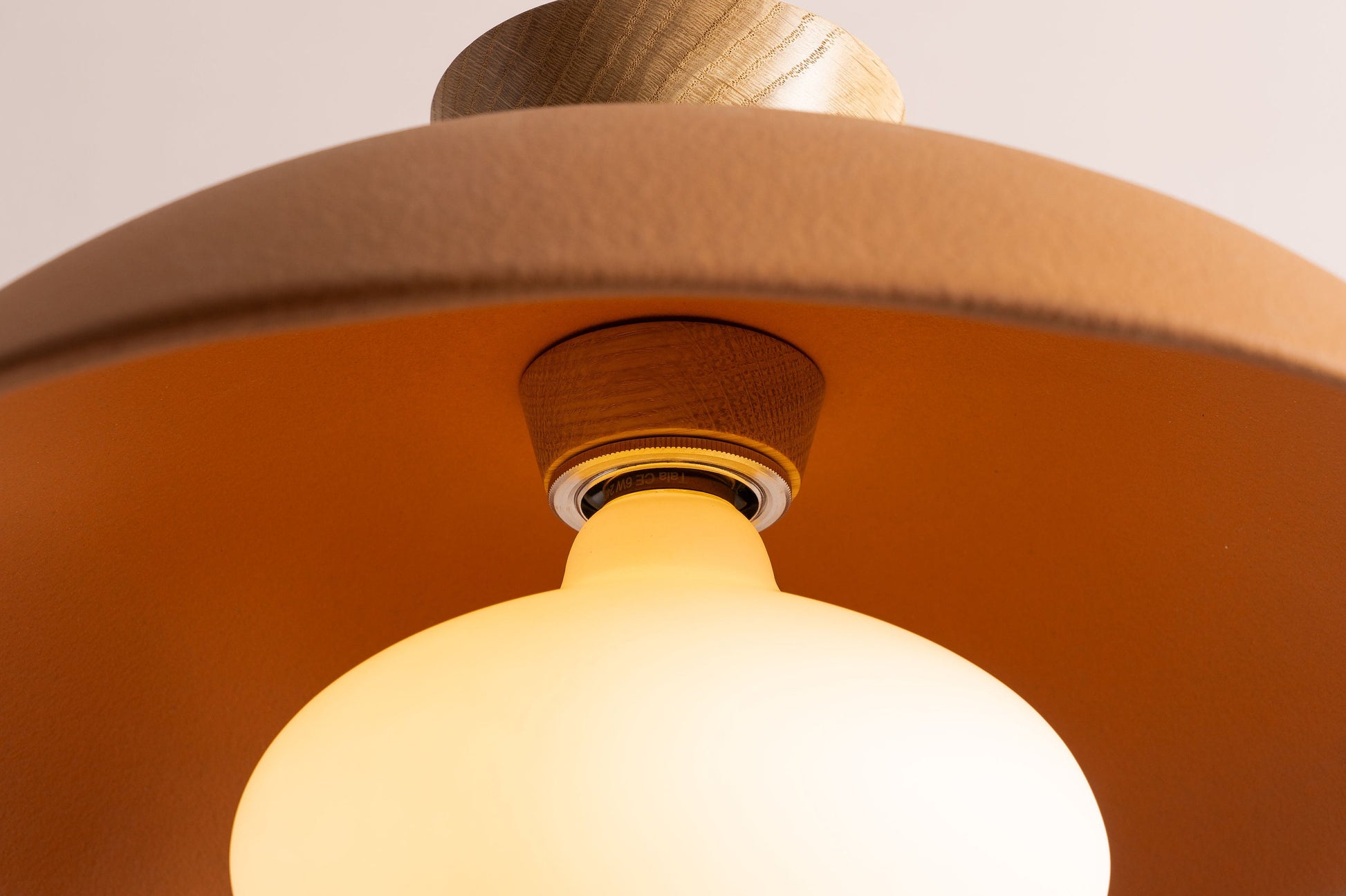 Terracotta Dawn Pendant Light in Ceramic and Oak by StudioHaran