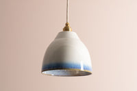 Blue and White Element Pendant Light in Ceramic and Brass