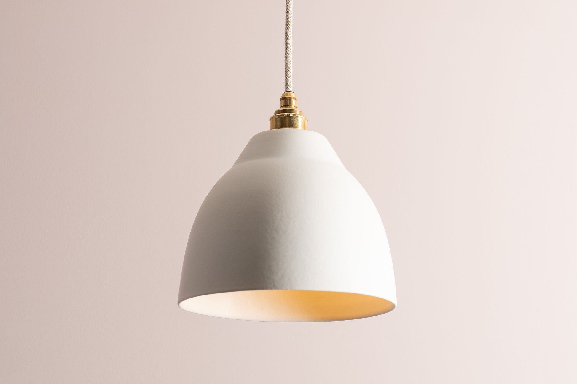 White Element Pendant Light in Ceramic and Brass/Nickel by StudioHaran