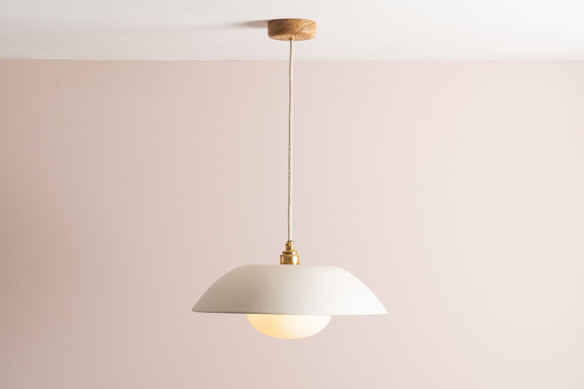 White Dusk Ceramic Lamp Shade and Pendant Set by StudioHaran