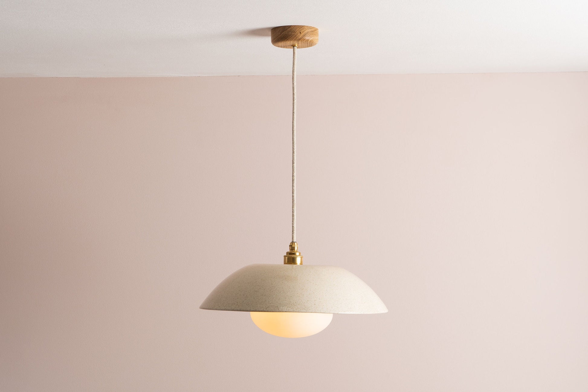 Speckled Cream Gloss Dusk Ceramic Lamp Shade and Pendant Set by StudioHaran