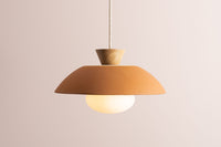 Terracotta Dawn Pendant Light in Ceramic and Oak