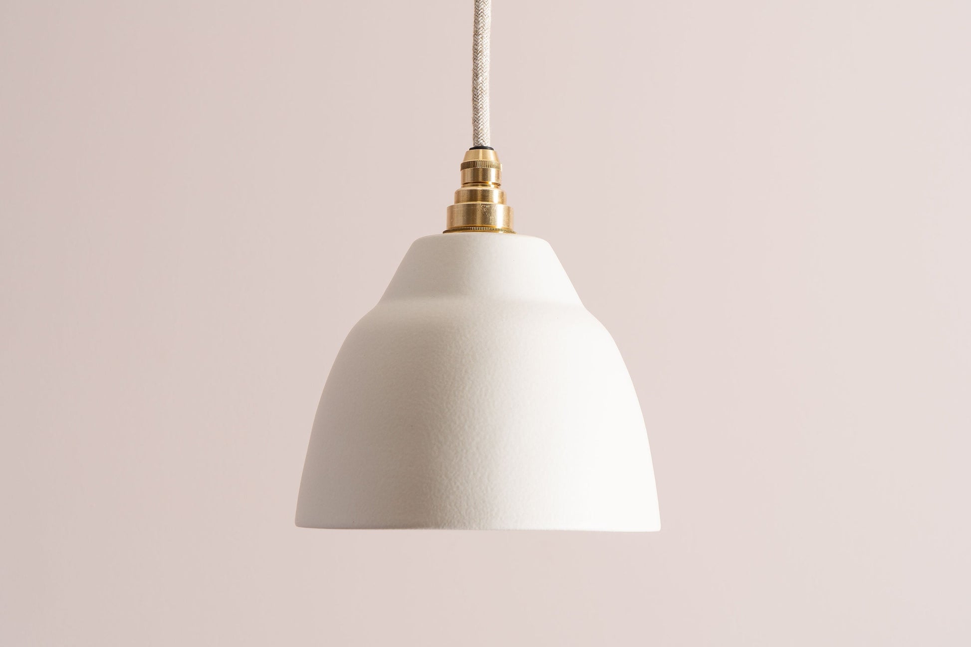 Small White Element Pendant Light in Ceramic and Brass/Nickel by StudioHaran