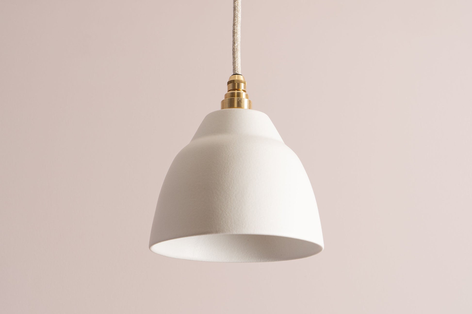 Small White Element Pendant Light in Ceramic and Brass/Nickel by StudioHaran