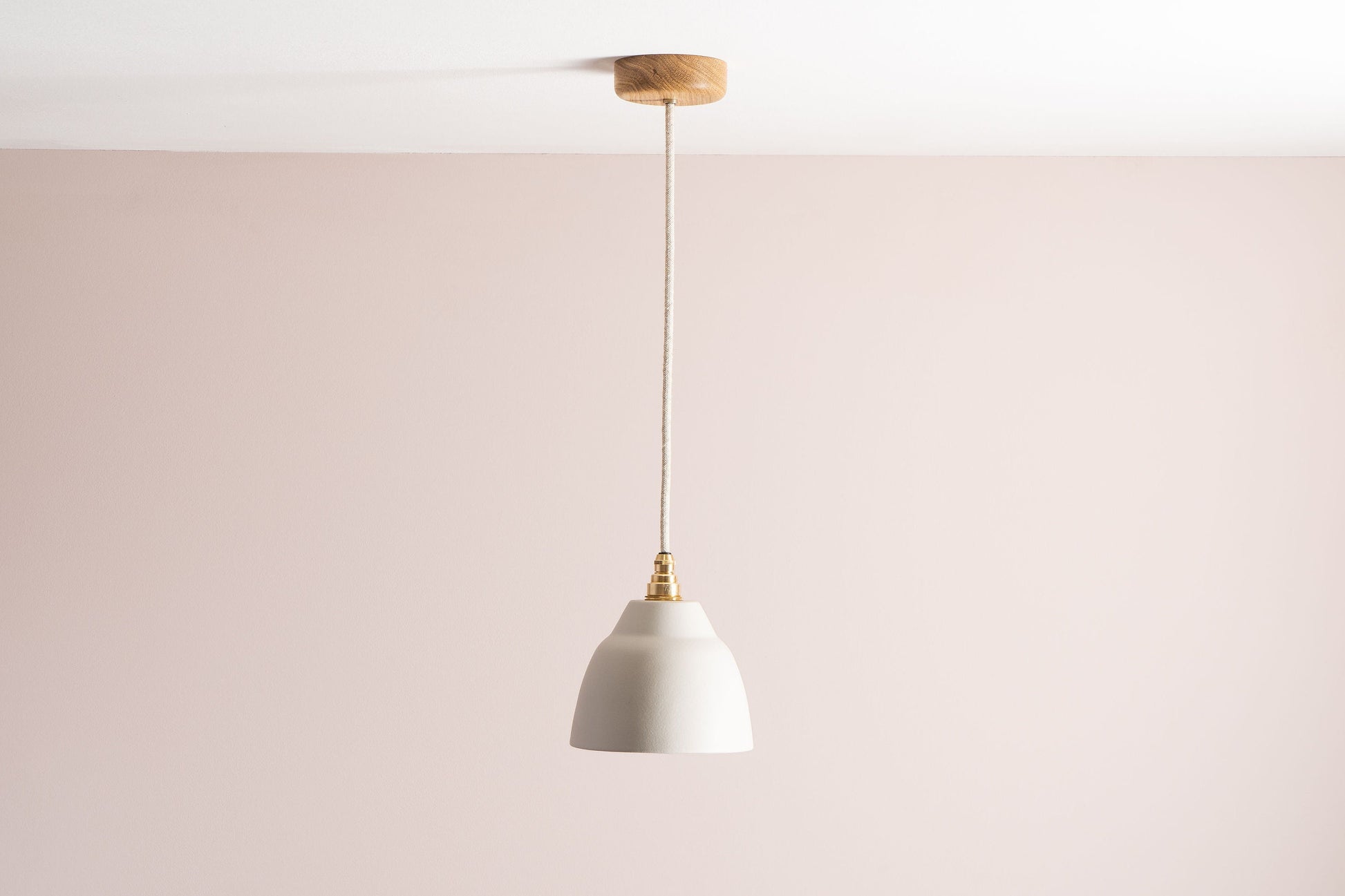 Small White Element Pendant Light in Ceramic and Brass/Nickel by StudioHaran