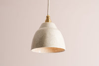 Small Speckled Cream Gloss Element Pendant Light in Ceramic and Brass/Nickel