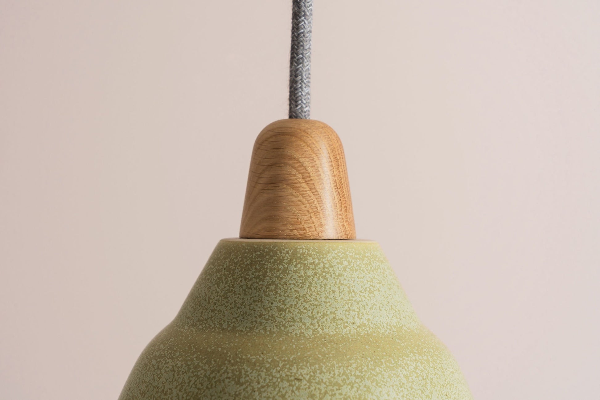 Small Green Element Light in Ceramic and Oak by StudioHaran