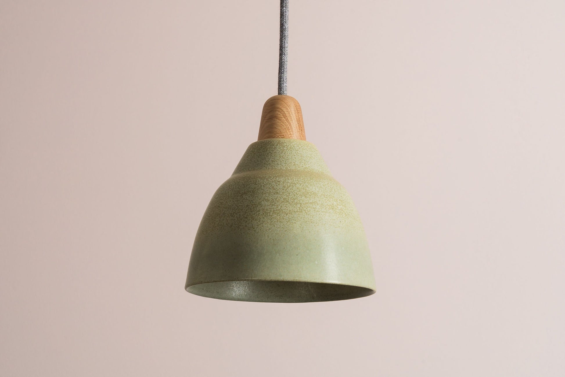 Small Green Element Light in Ceramic and Oak by StudioHaran