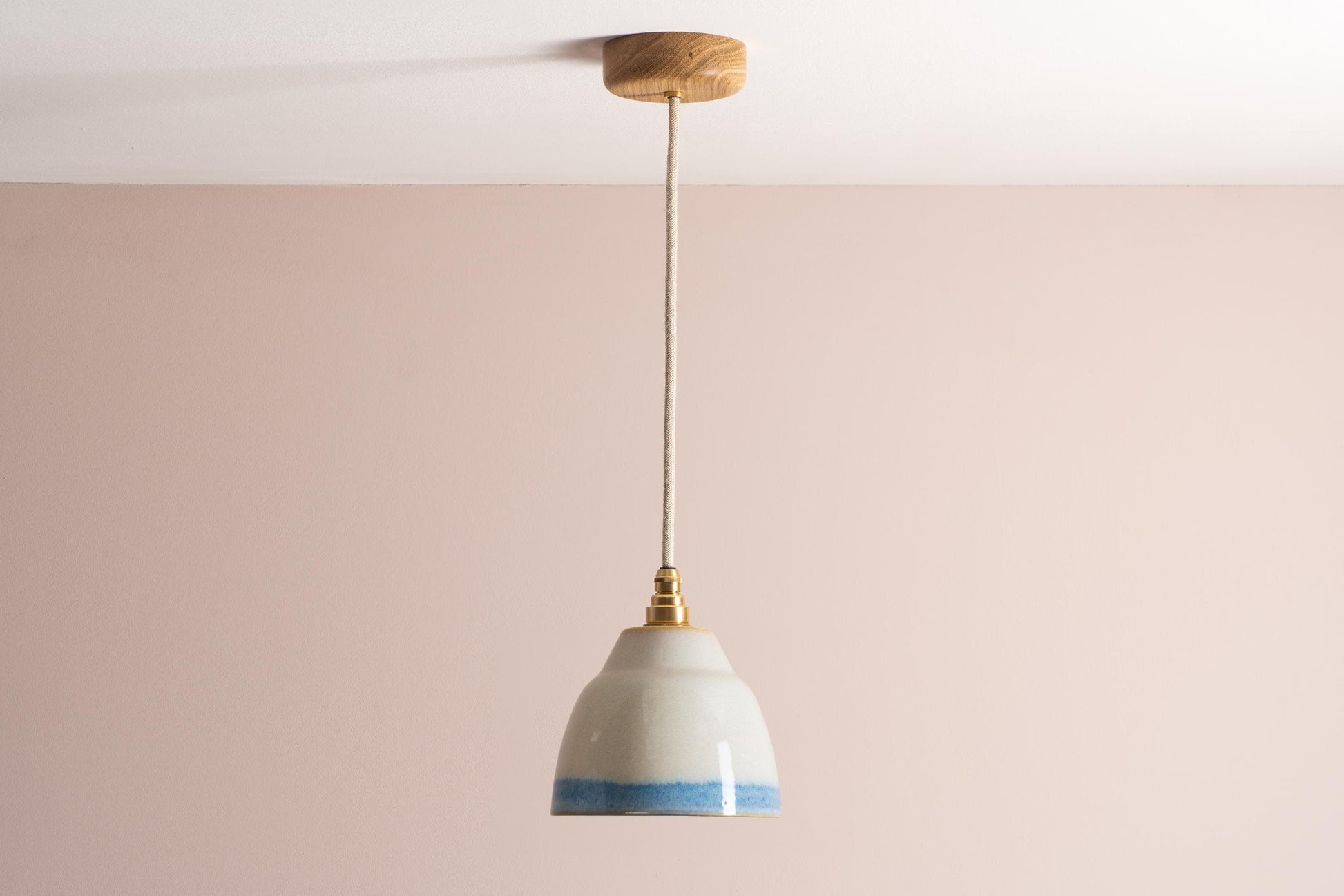 Small Blue and White Element Pendant Light in Ceramic and Brass/Nickel by StudioHaran