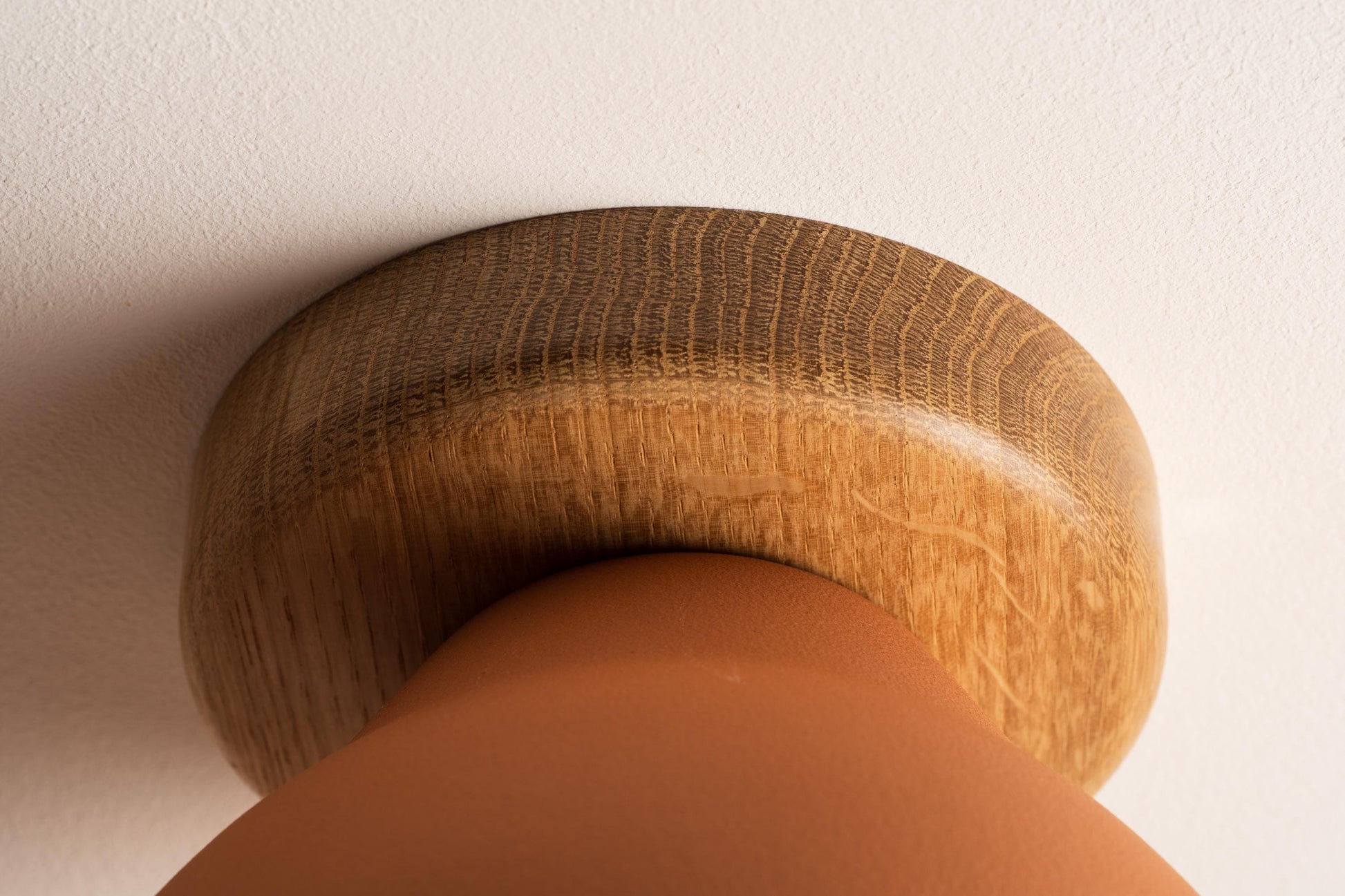Terracotta Element Flush Mount Ceiling Light in Ceramic and Oak by StudioHaran