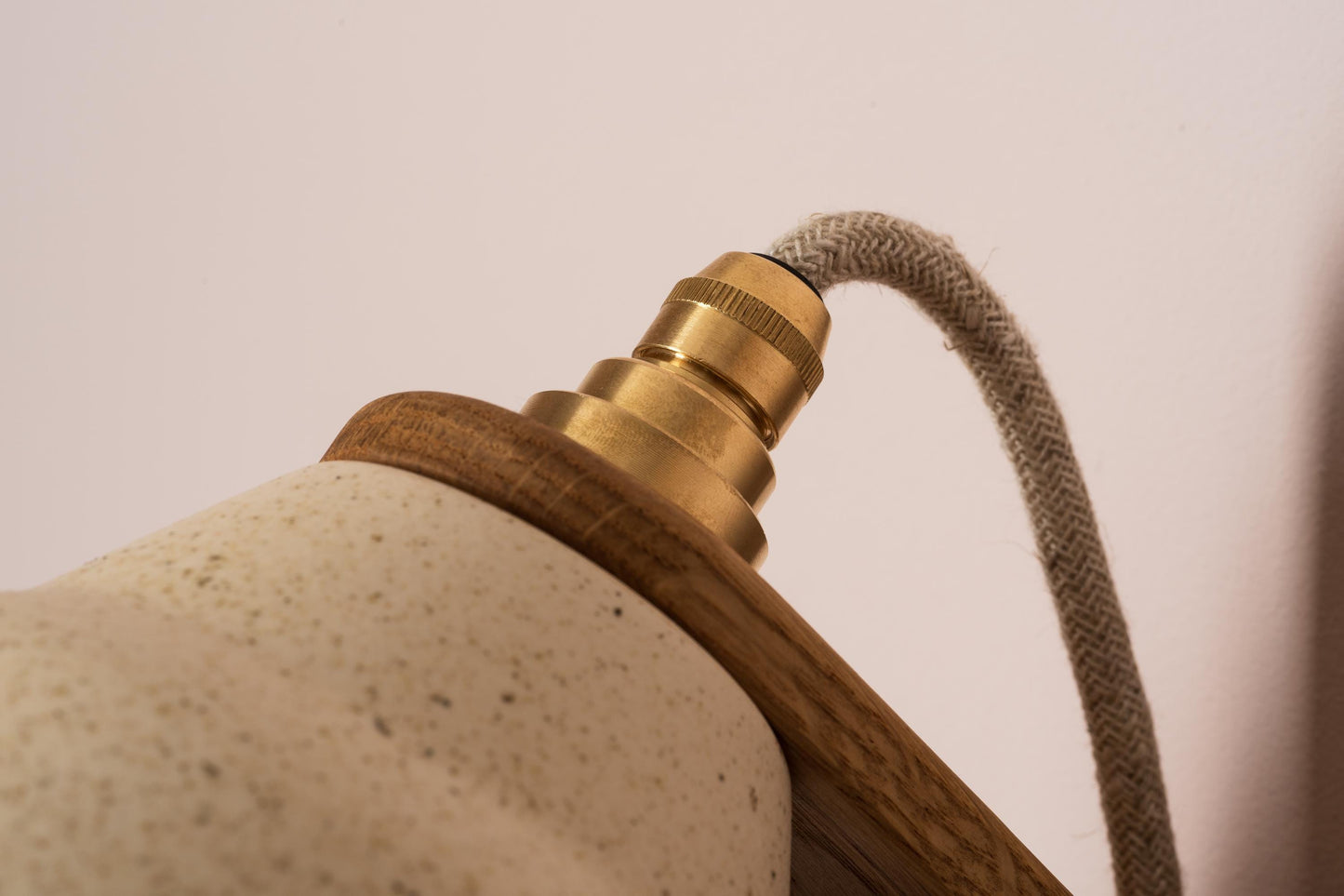 Speckled Cream Element Wall Light in Ceramic and Oak by StudioHaran