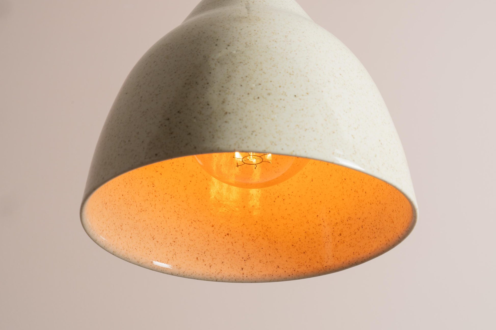 Speckled Cream Gloss Element Pendant Light in Ceramic and Brass/Nickel by StudioHaran