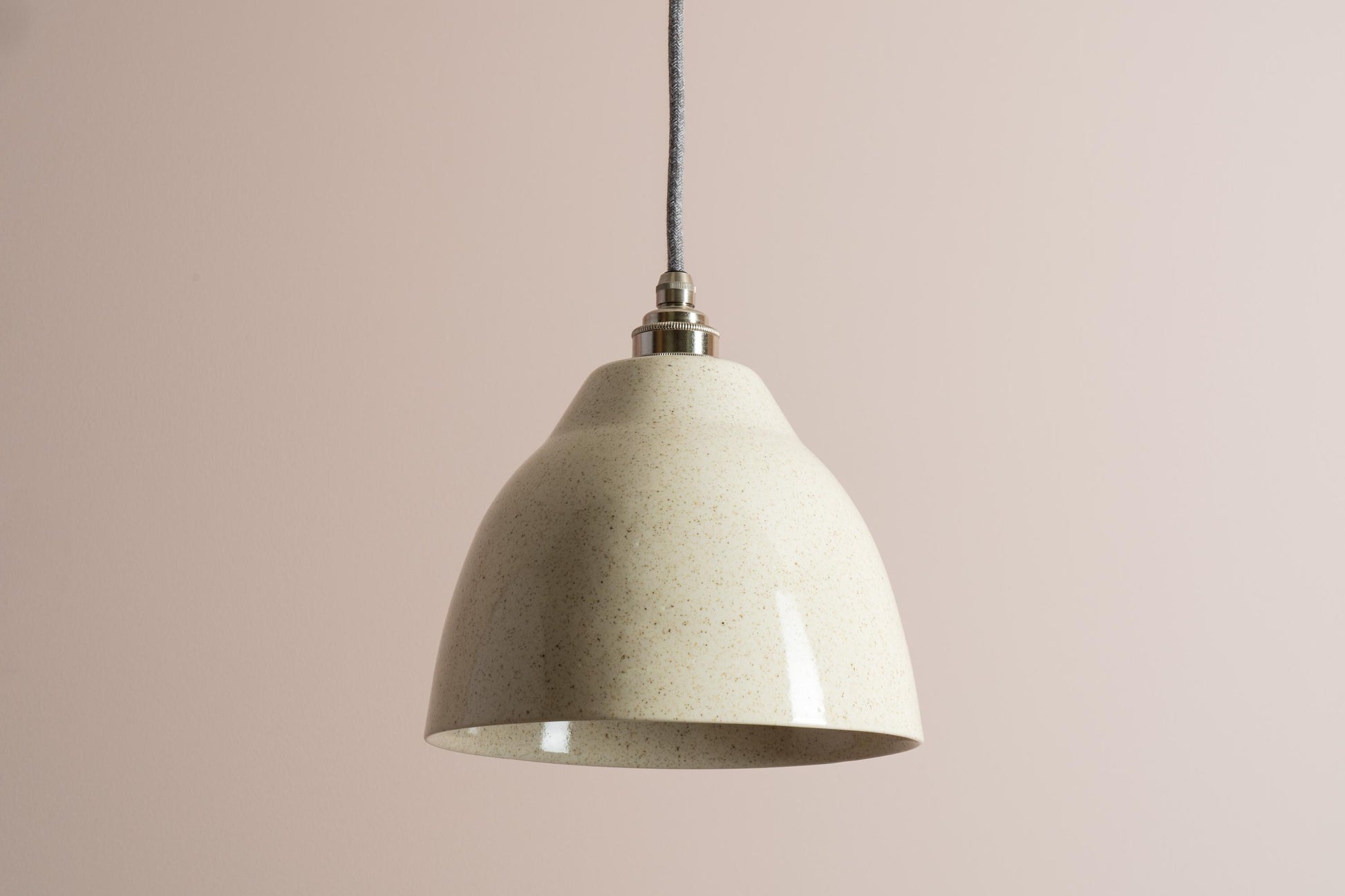 Speckled Cream Gloss Element Pendant Light in Ceramic and Brass/Nickel by StudioHaran