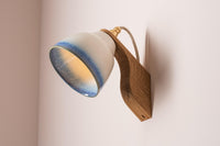 Blue and White Element Wall Light in Ceramic and Oak