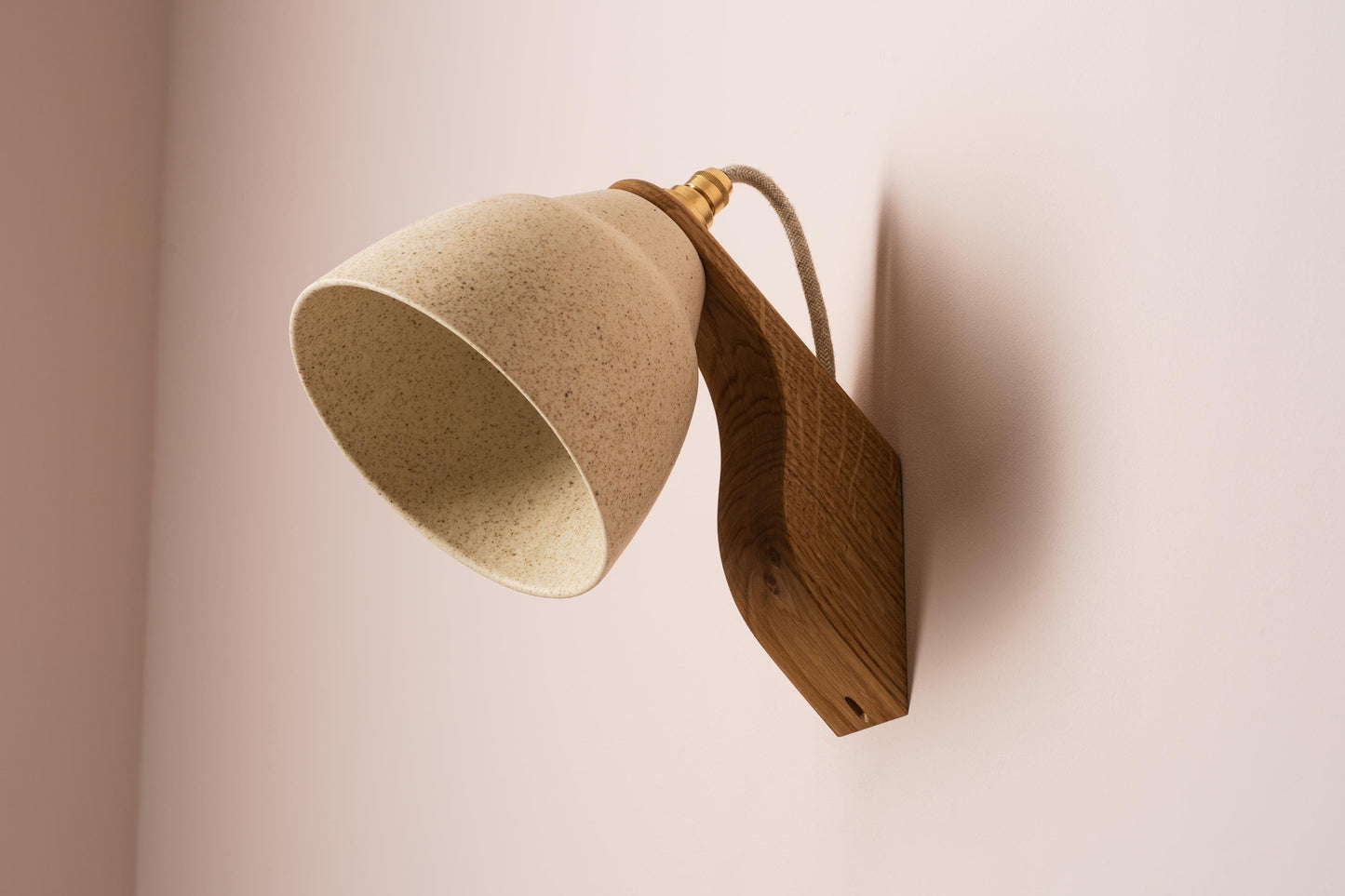 Speckled Cream Element Wall Light in Ceramic and Oak by StudioHaran