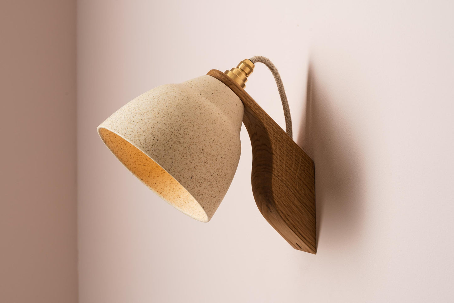 Speckled Cream Element Wall Light in Ceramic and Oak by StudioHaran