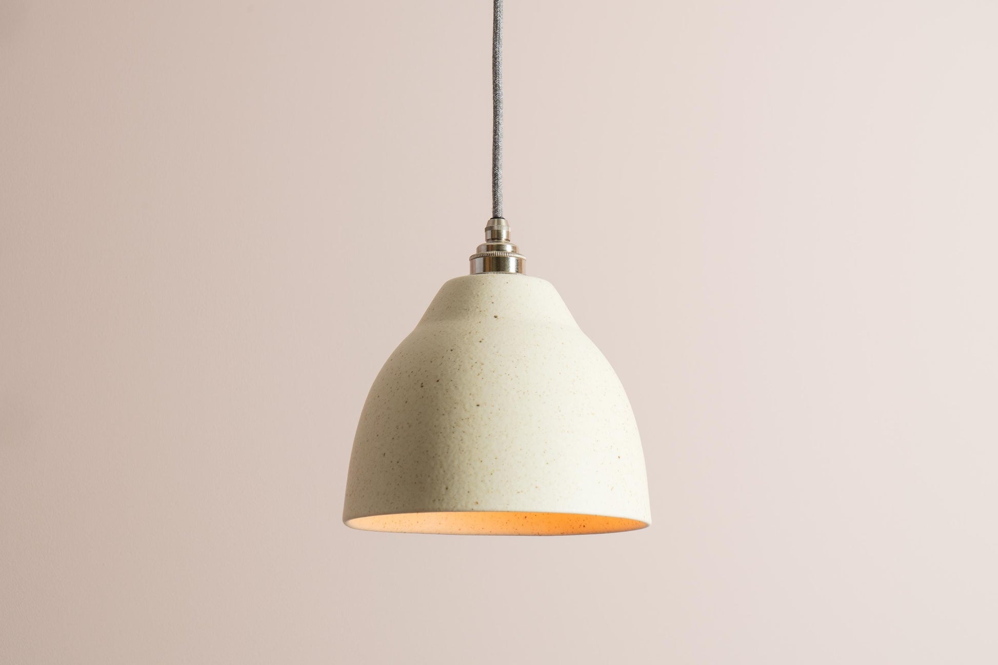 Speckled Cream Matt Element Pendant Light in Ceramic and Brass/Nickel by StudioHaran