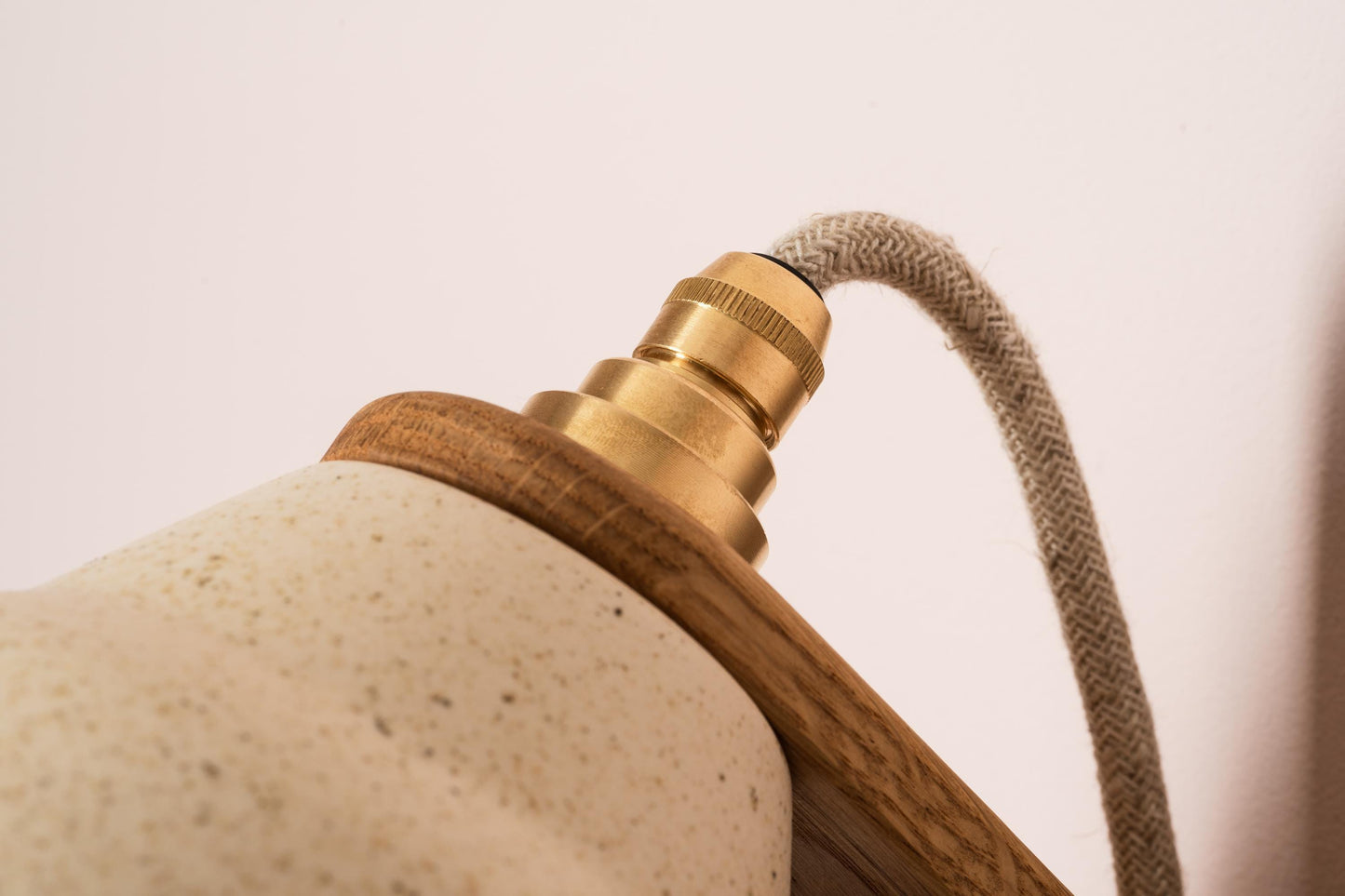 Speckled Cream Matt Element Wall Light in Ceramic and Oak by StudioHaran