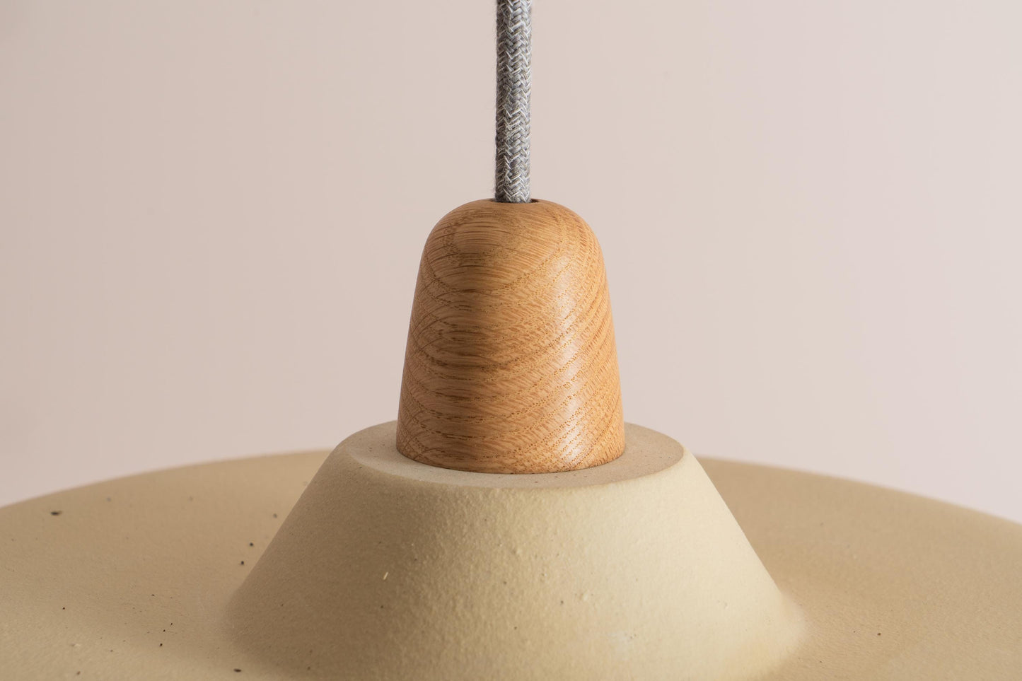 Bas Pendant Light in Ceramic and Oak by StudioHaran