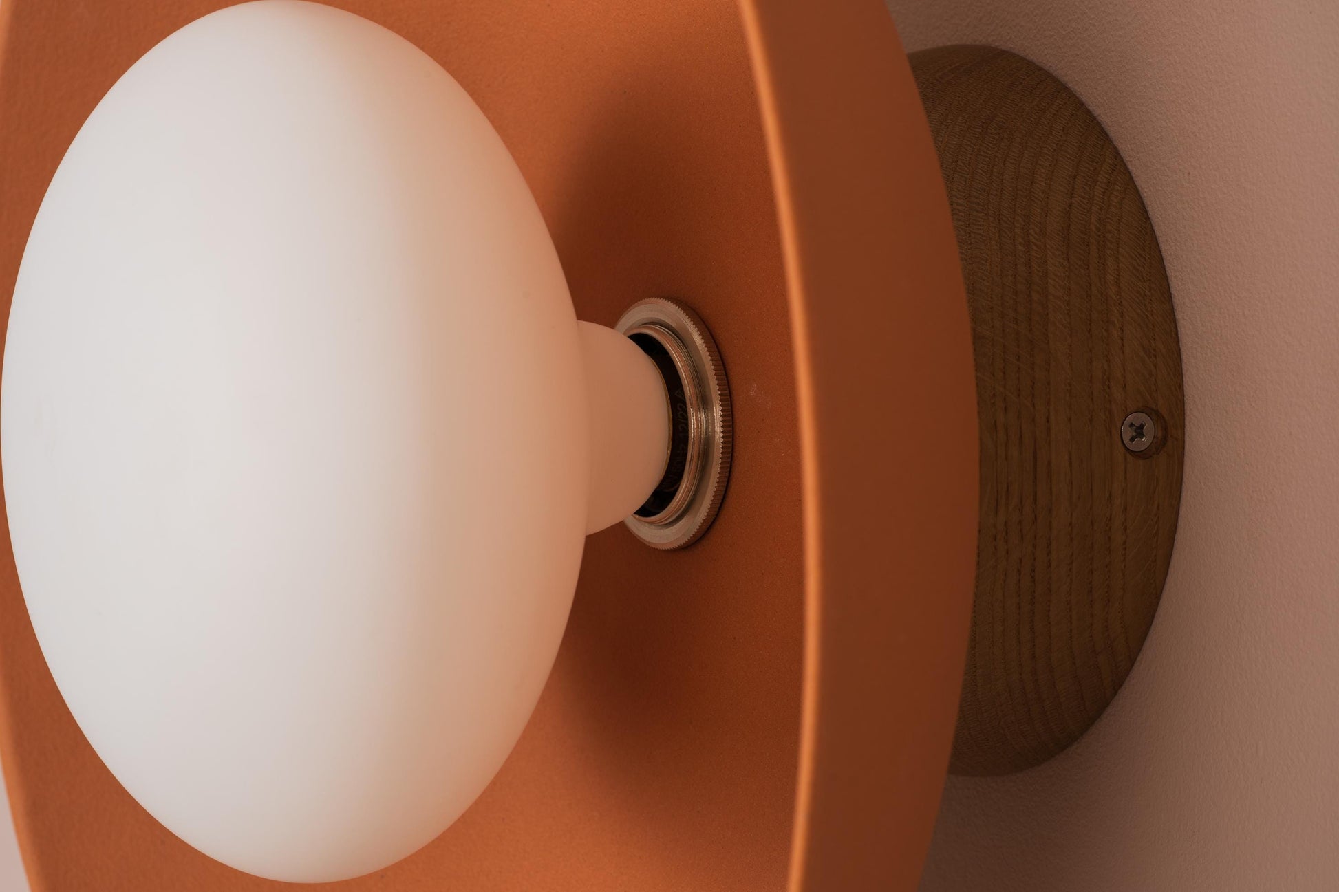 Terracotta Dawn Wall Light Sconce in Ceramic and Oak by StudioHaran