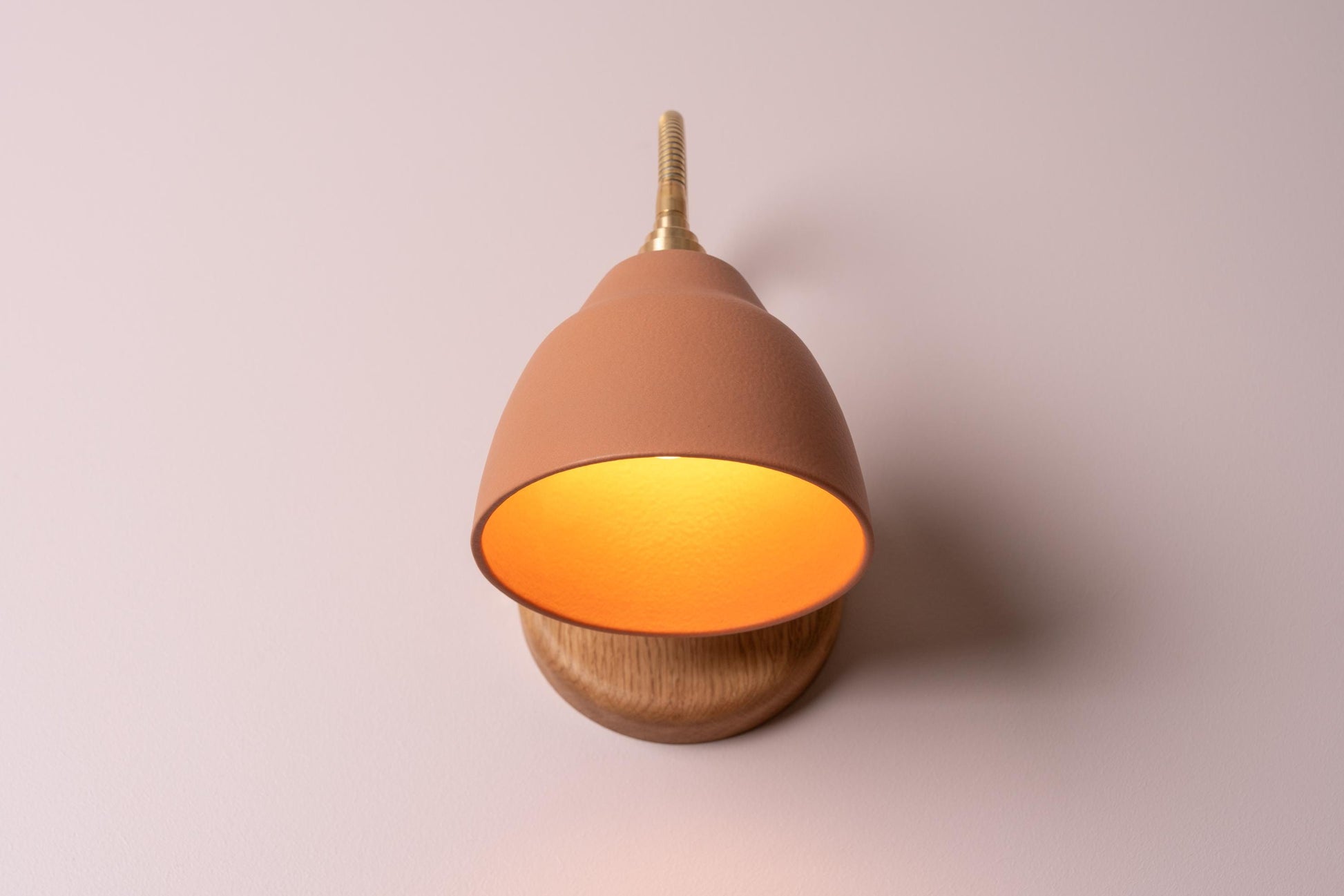 Terracotta Flex Wall Light in Brass, Ceramic and Oak - Small Element by StudioHaran