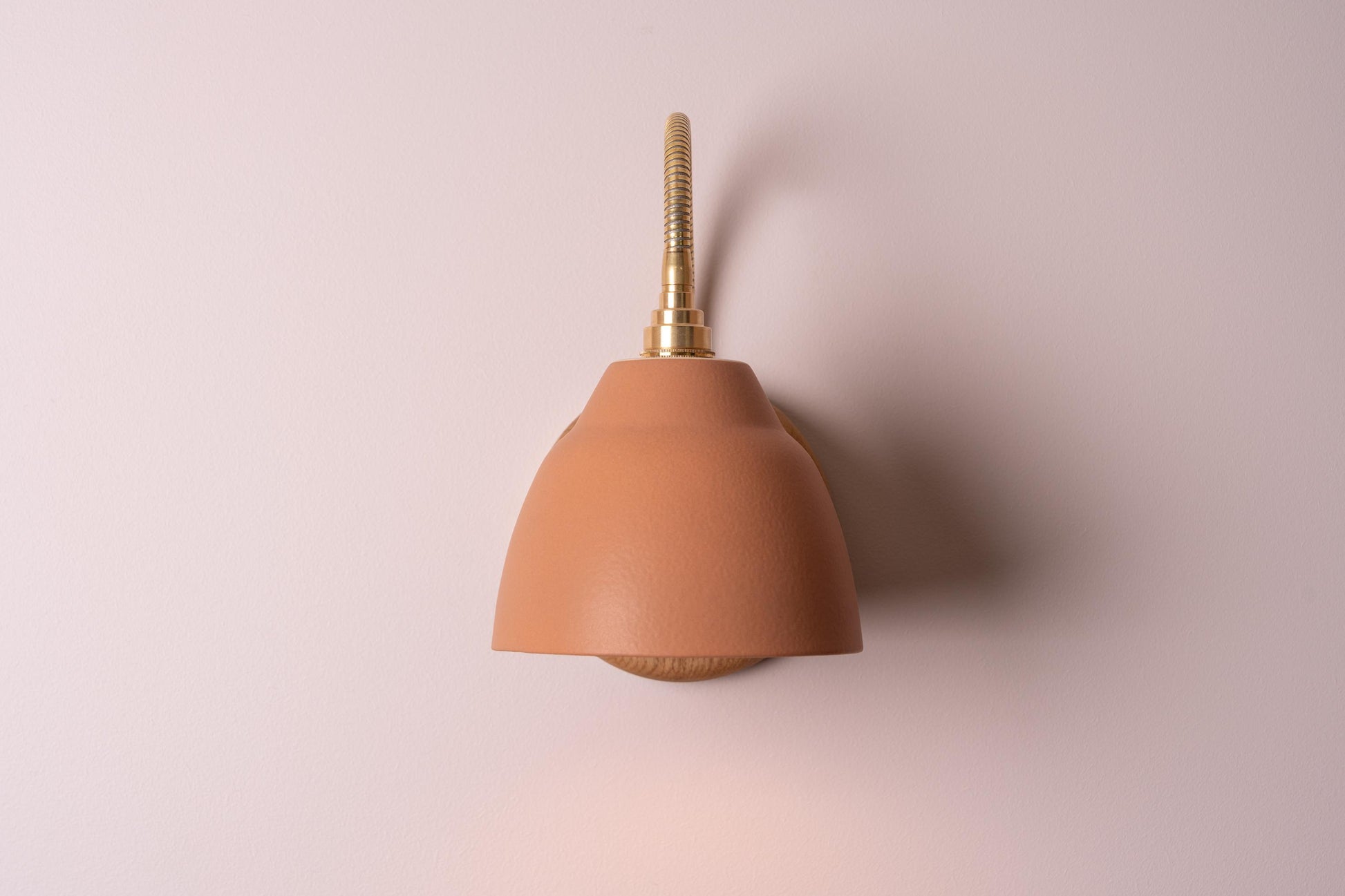 Terracotta Flex Wall Light in Brass, Ceramic and Oak - Small Element by StudioHaran