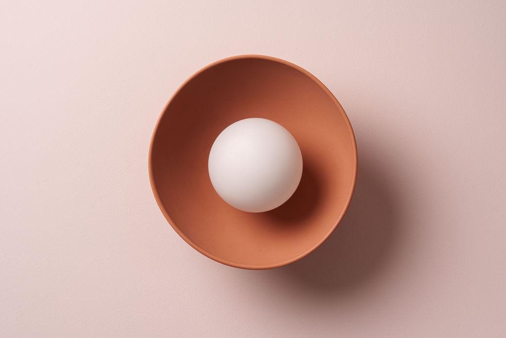 Terracotta Small Dawn Ceiling Light in Ceramic and Oak by StudioHaran