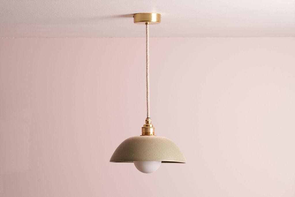 Green Small Dusk Ceramic Lamp Shade and Pendant Set by StudioHaran