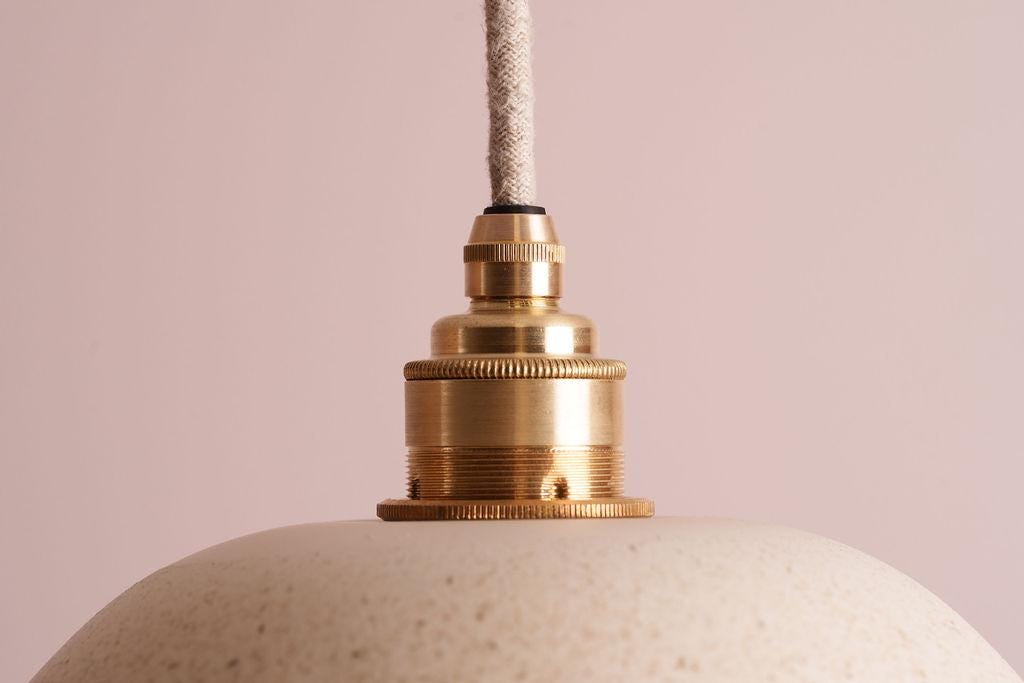 Speckled Cream Matt Small Dusk Ceramic Lamp Shade and Pendant Set by StudioHaran