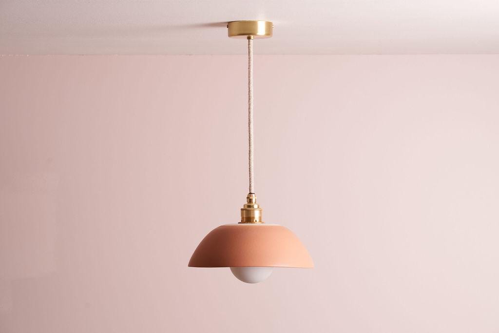 Terracotta Small Dusk Ceramic Lamp Shade and Pendant Set by StudioHaran