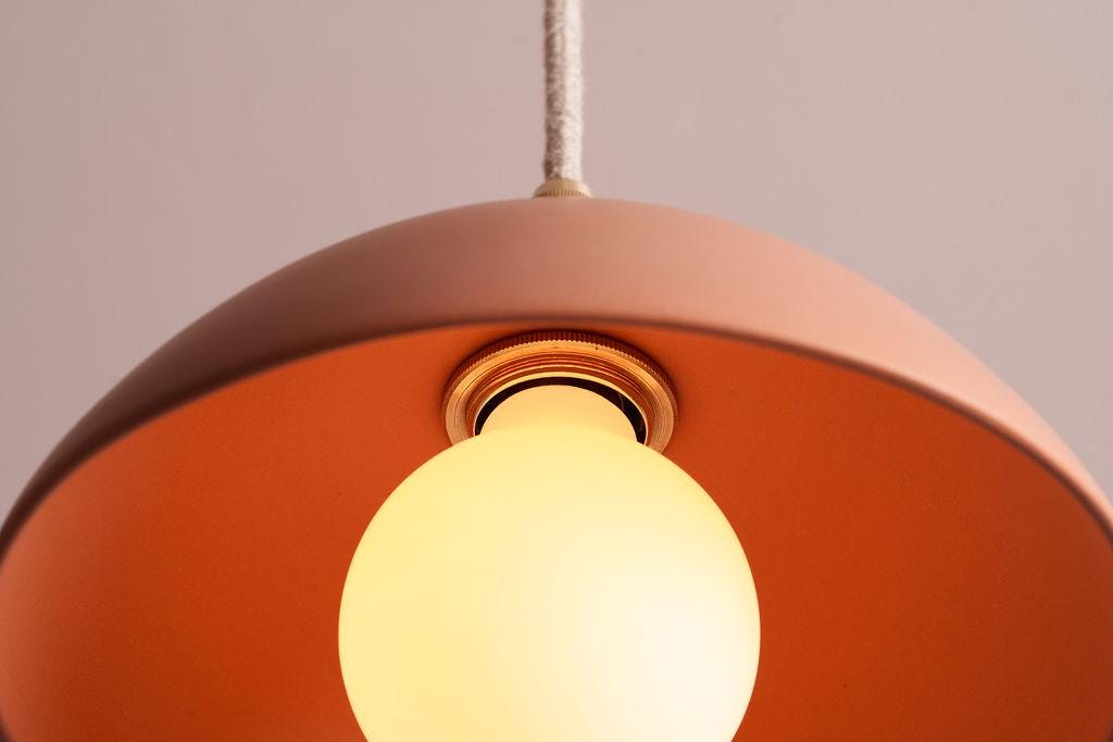 Terracotta Small Dusk Ceramic Lamp Shade and Pendant Set by StudioHaran