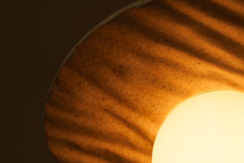 Speckle Cream Matt Porth Pendant Light in Ceramic and Oak by StudioHaran