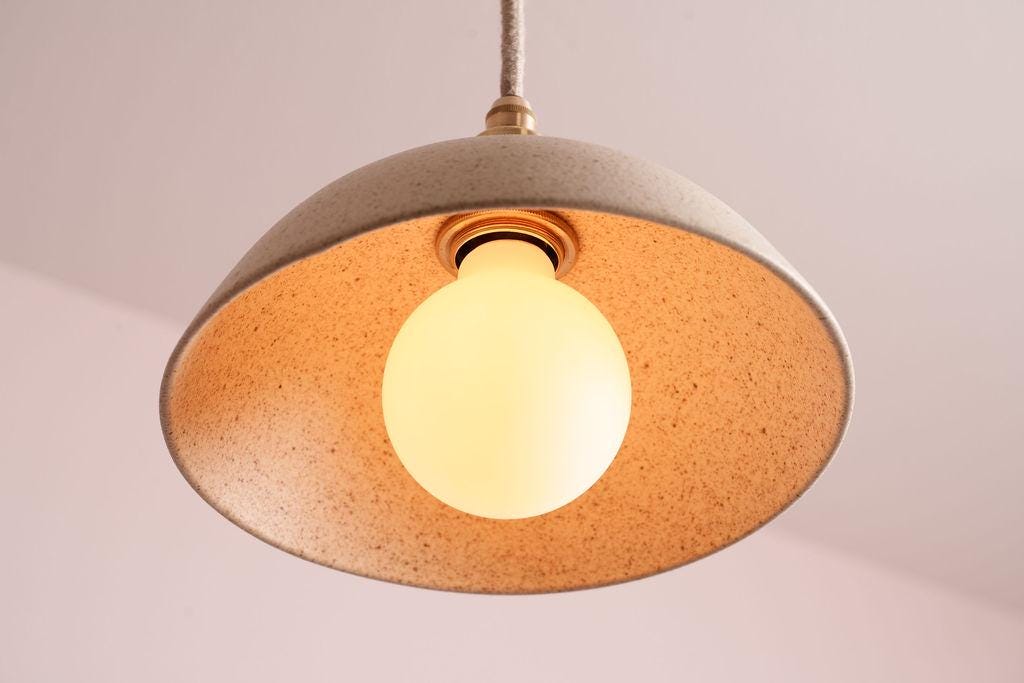 Speckled Cream Matt Small Dusk Ceramic Lamp Shade and Pendant Set by StudioHaran