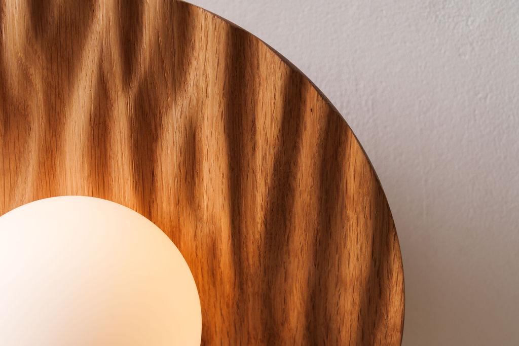 Porth Flush Mount Wall Light in Solid Oak by StudioHaran