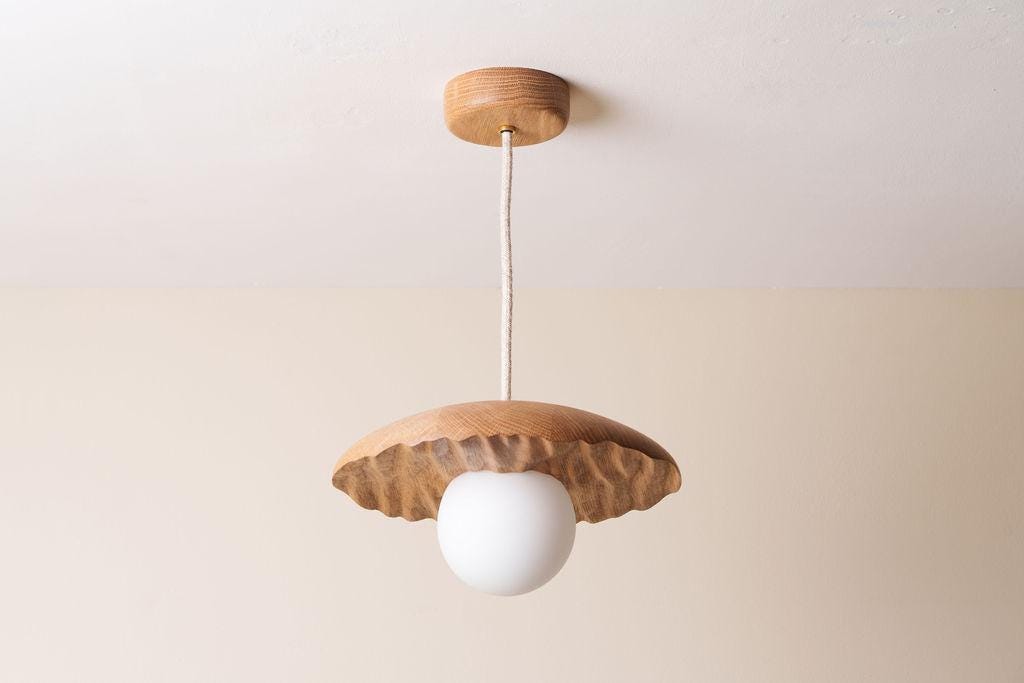 Porth Pendant Light in Solid Oak by StudioHaran