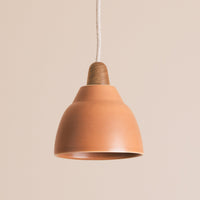 Small Terracotta Element Light in Ceramic and Oak
