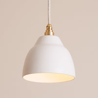 Small White Element Pendant Light in Ceramic and Brass/Nickel