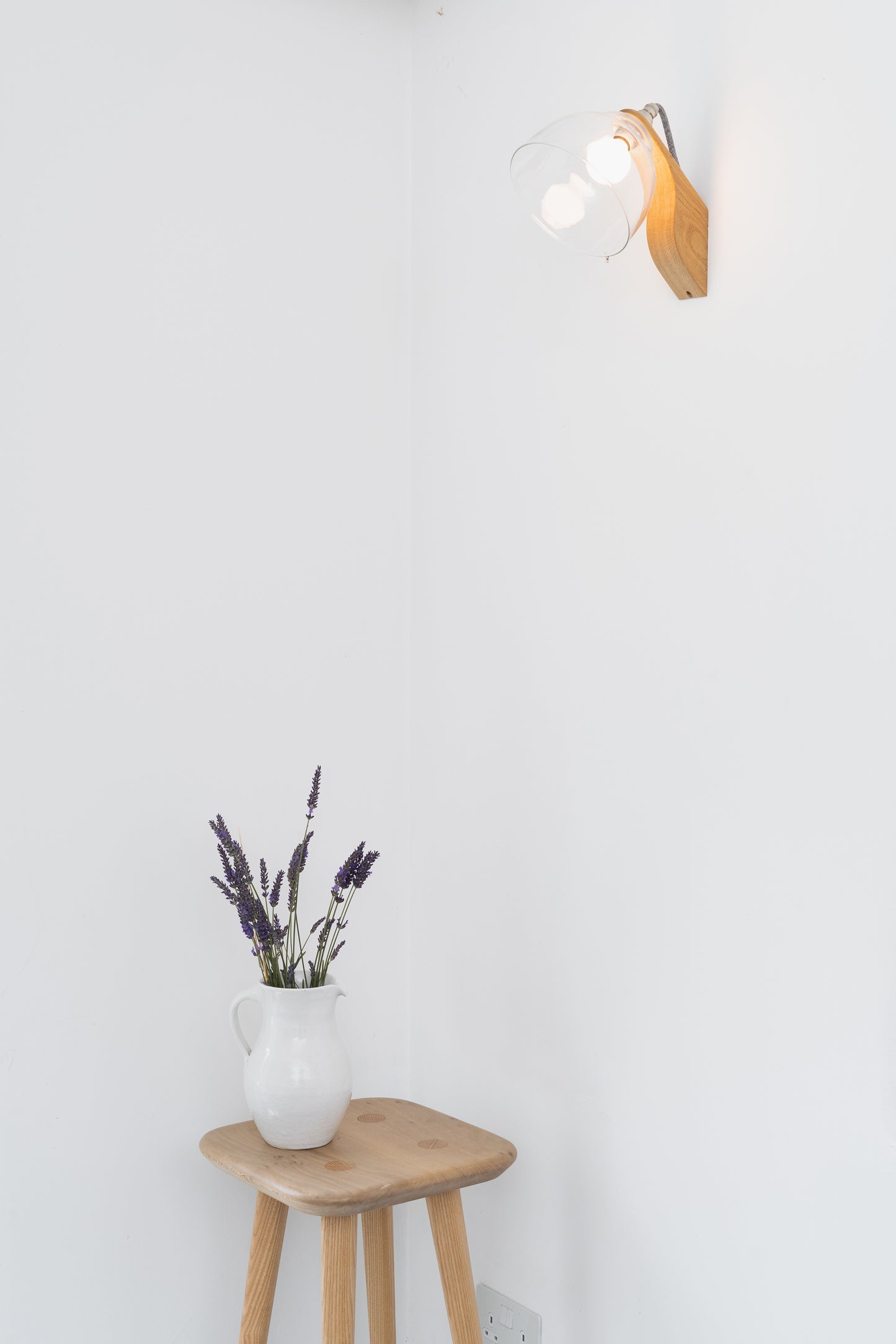 Clear Glass Element Oak Wall Light