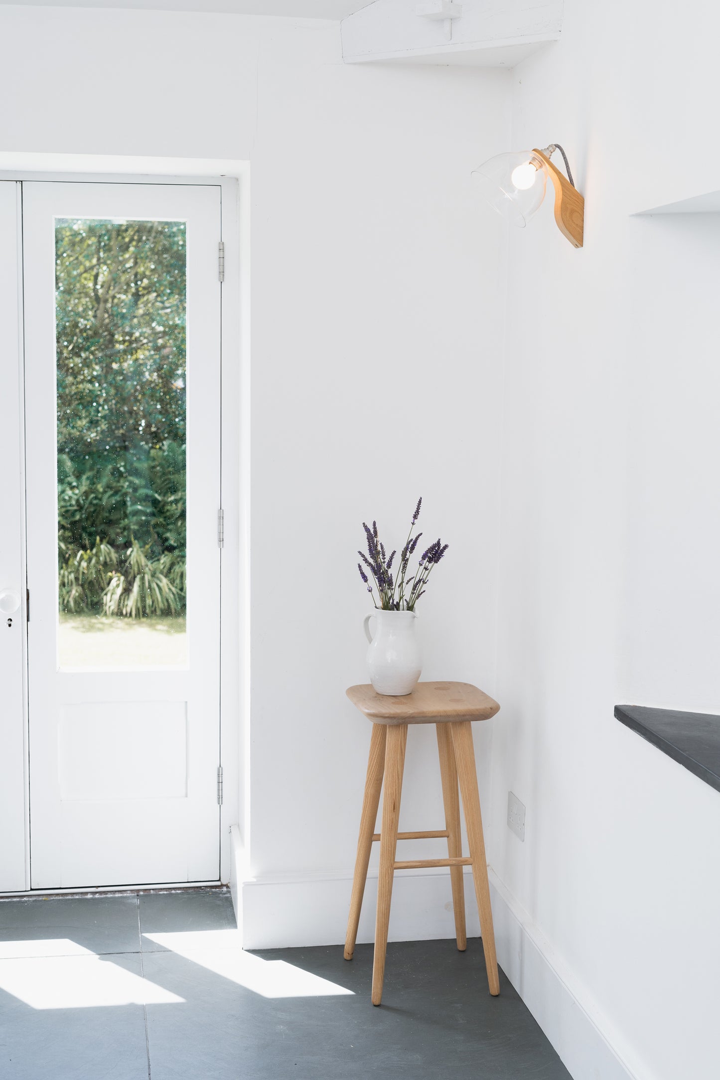 Clear Glass Element Oak Wall Light