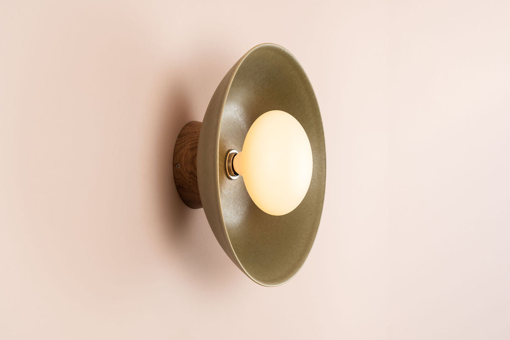 Dawn Wall Light Sconce in Ceramic and Oak [OUTLET]