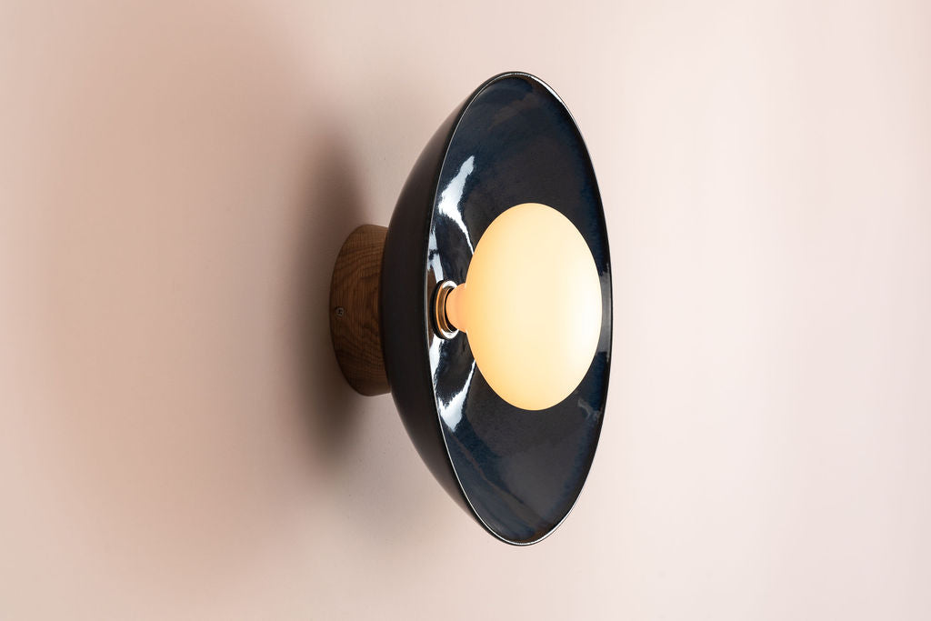Dawn Wall Light Sconce in Ceramic and Oak [OUTLET]
